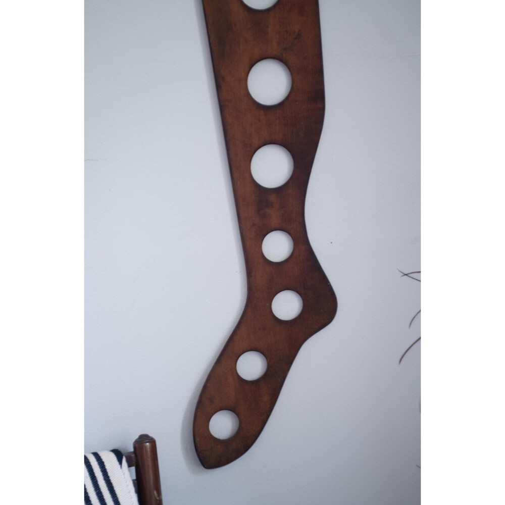 Large Vintage Wooden Sock Stretcher 8 holes: Rustic Farmhouse Wall Decor 29"